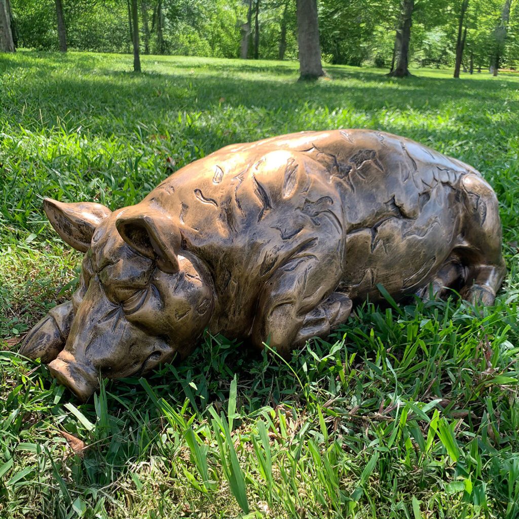 Enigma Marble Effect Sleeping Pig Garden Statue 5060235333095 2